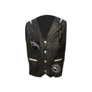 Black Western Cowboy Fashion Biker Leather Vest Jacket ( Free Shipping )