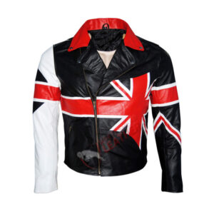 American USA Flag Motorcycle Style Leather Jacket